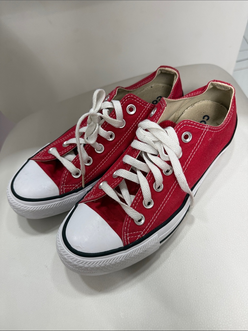 Converse Red Low Top Canvas Athletic Sneakers